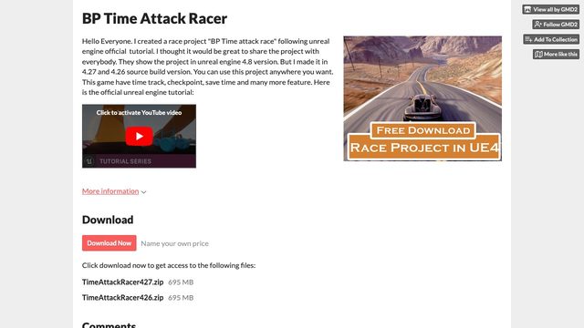 Free UE 4.26 Blueprint Racing Project: BP Time Attack Racer (GMD2)