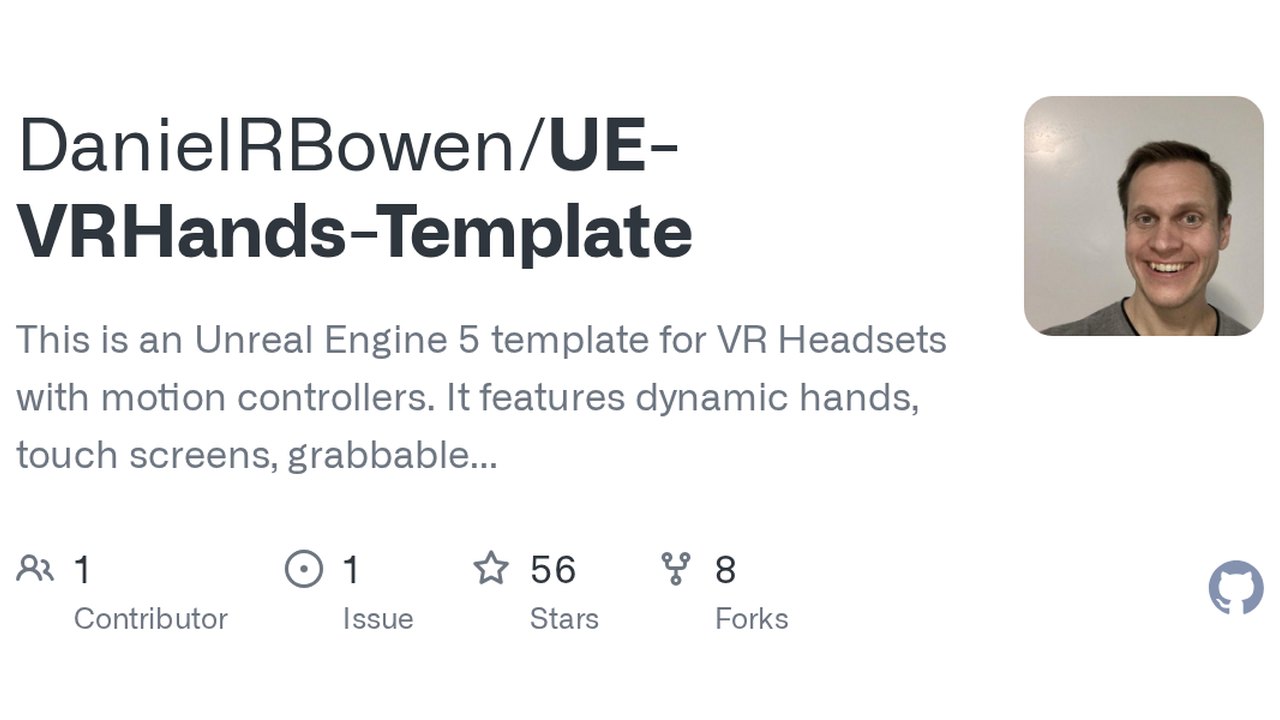 Free Unreal Engine 5.0 Project: VR Hands Template with Grabbing and Locomotion (Daniel Bowen)