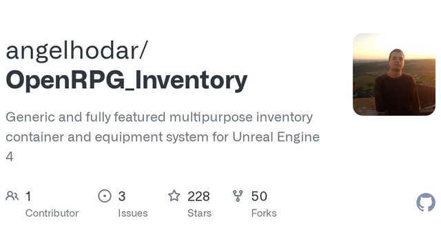 Free Unreal Engine 4.24 Project: OpenRPG Inventory and Equipment System (angelhodar)