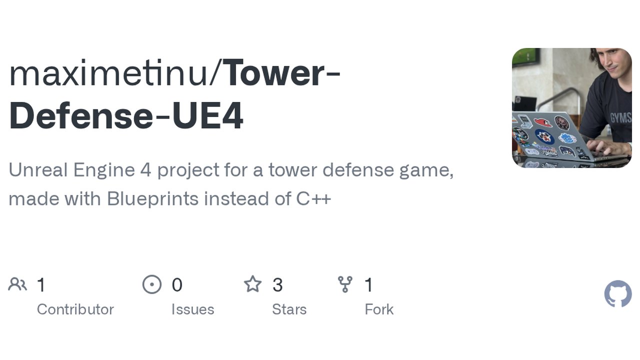 Free Unreal Engine 4.18 Project: Blueprint-Only Tower Defense Game (Metinu)