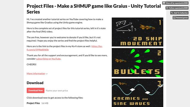 Free Unity Project: Gradius-Style 2D SHMUP (superjustin5000)