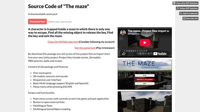 Free Unity 2022.2 Project: The Maze 3D Puzzle Game (GameDevTraum)