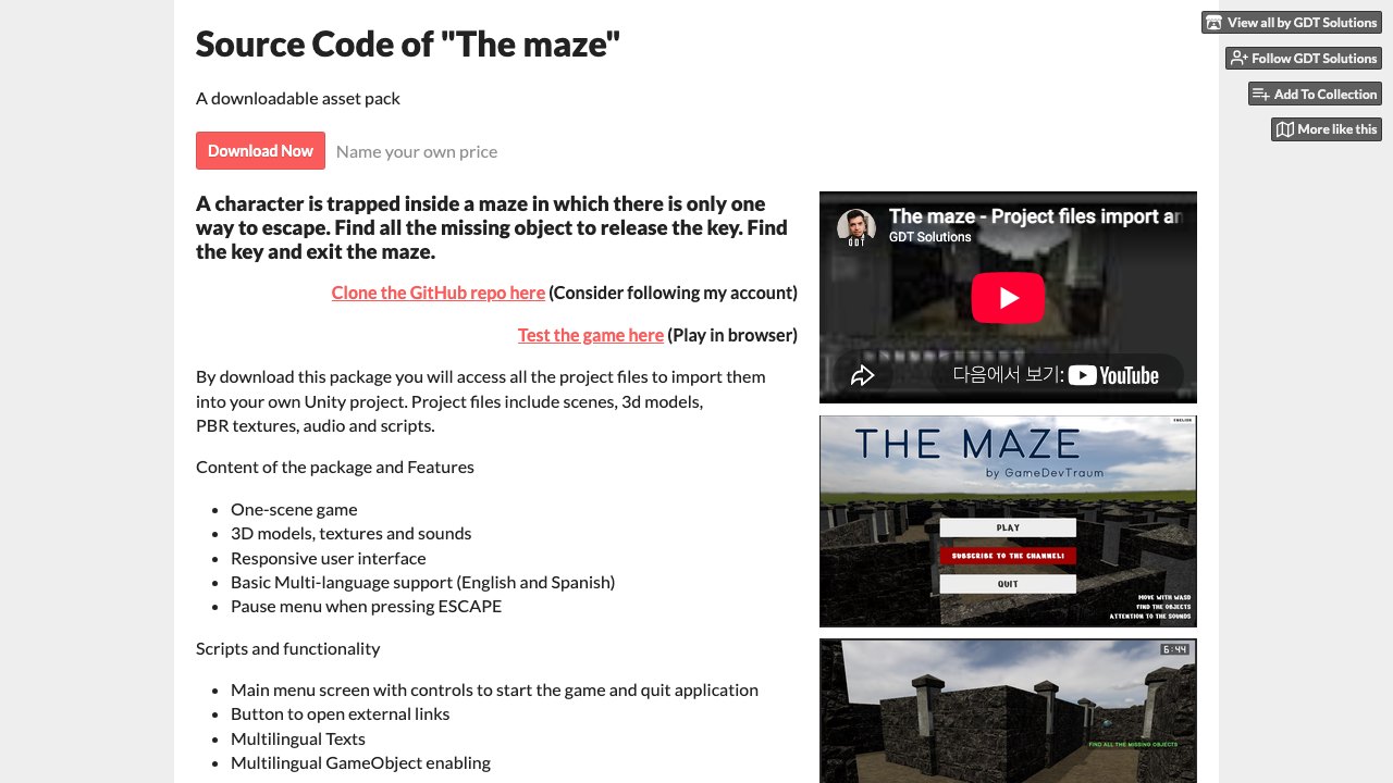 Free Unity 2022.2 Project: The Maze 3D Puzzle Game (GameDevTraum)
