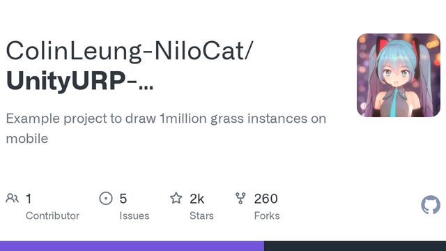 Free Unity 2019.4 Project: 1 Million Grass Instances on Mobile URP (NiloCat)
