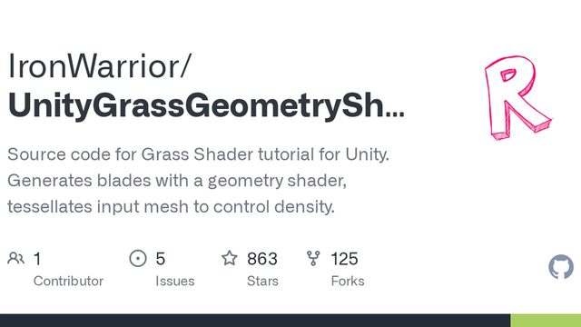 Free Unity 2018.3 Shader: Geometry Shader Grass with Tessellation (Roystan)