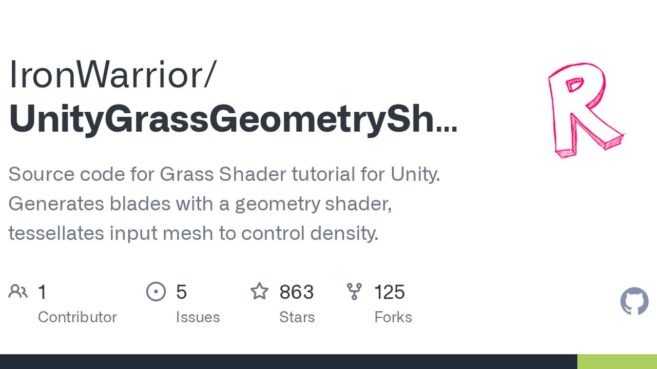 Free Unity 2018.3 Shader: Geometry Shader Grass with Tessellation (Roystan)